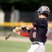 Milan High School freshman Zachary Allen connects with the ball for the game-winning hit in the seventh inning of the MHSAA baseball quarterfinals against Coldwater High School at Nichols Field at Bailey Park in Battle Creek on Tuesday, June 11, 2013. Melanie Maxwell | AnnArbor.com